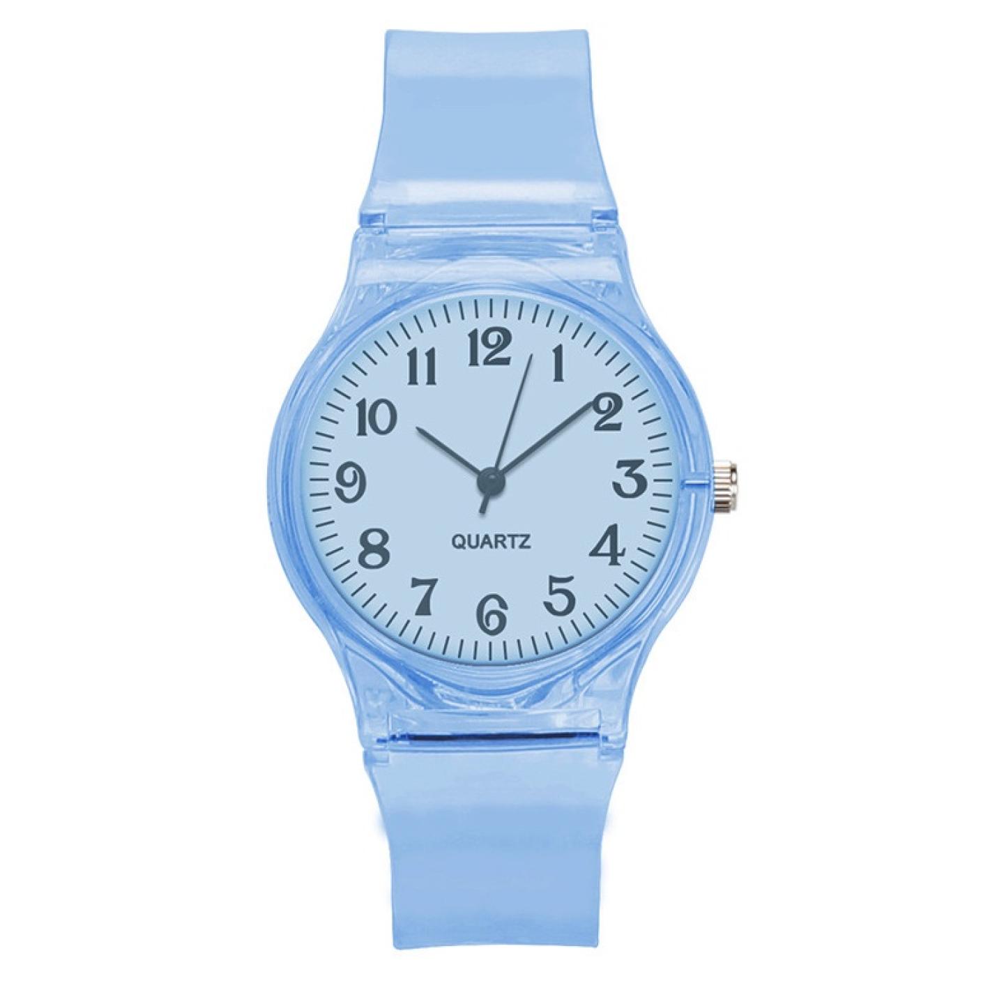 Hidzo Kinderhorloge Transparant Analoog Blauw Kunststof